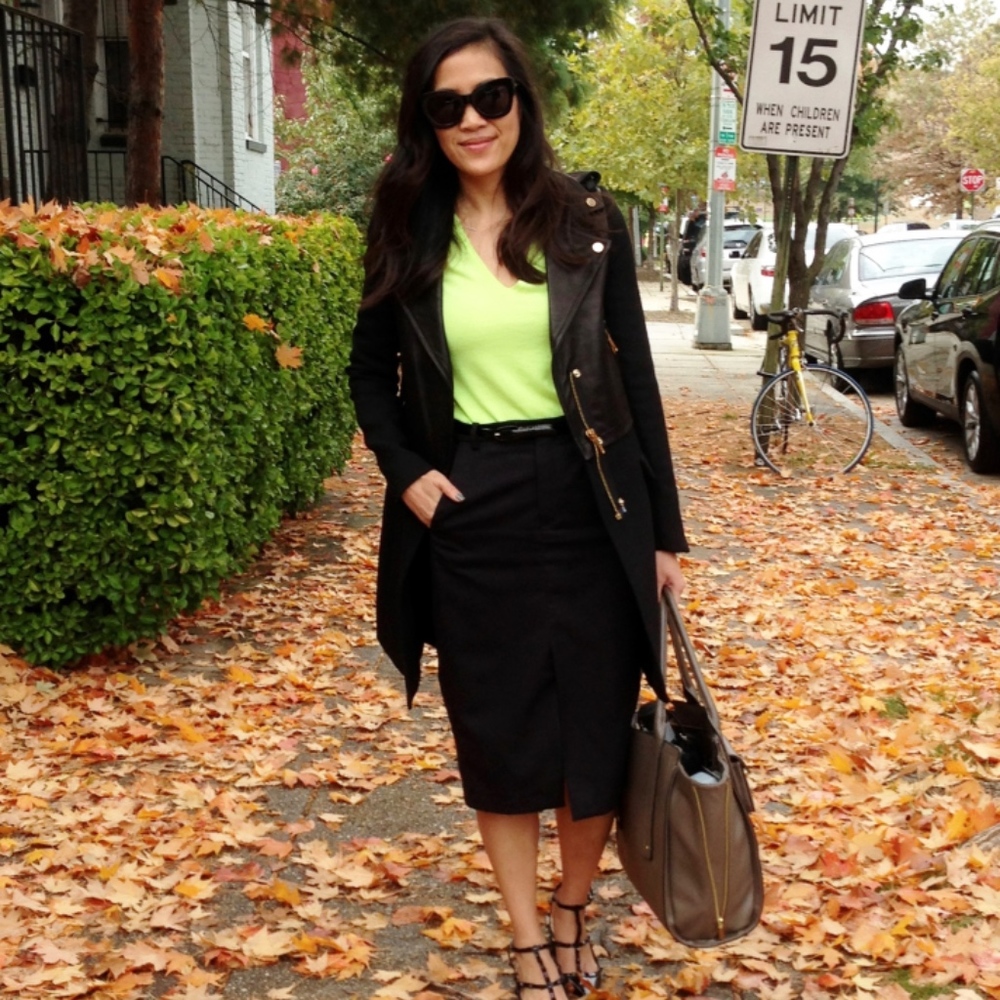 Zara Black Coat (with Leather Accents)